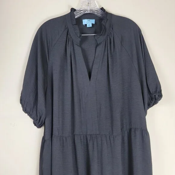 CeCe Black Tiered Midi Dress Balloon Sleeves Babydoll Boho 3X - Picture 4 of 9